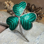 Enamel Green Irish Shamrock Scarf Ring