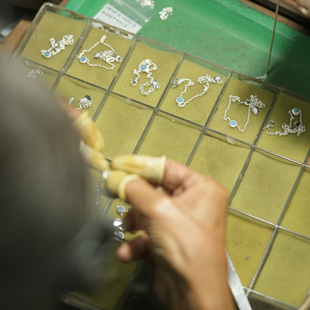 Calming Energy Lab Blue Opal Heart Silver Necklace