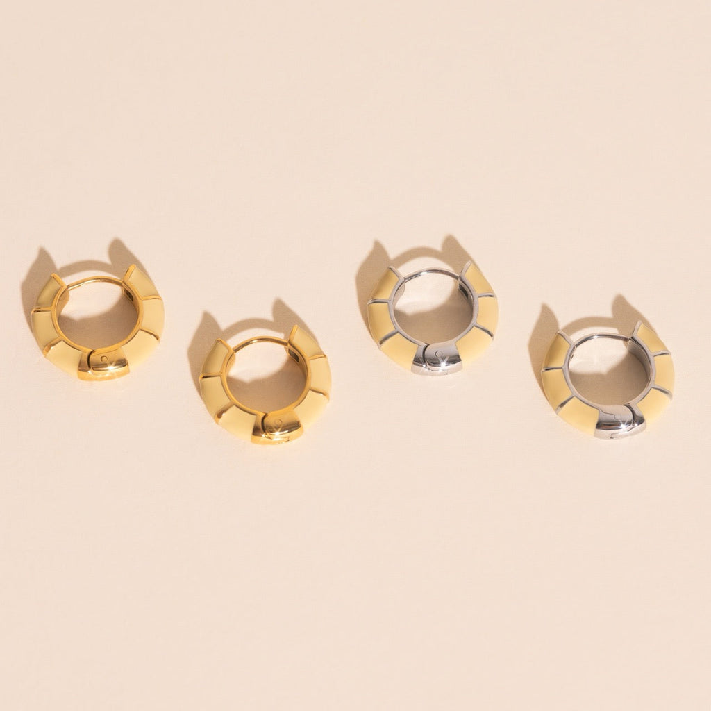 Color Block Chunky Rounded Huggie Hoop Earrings