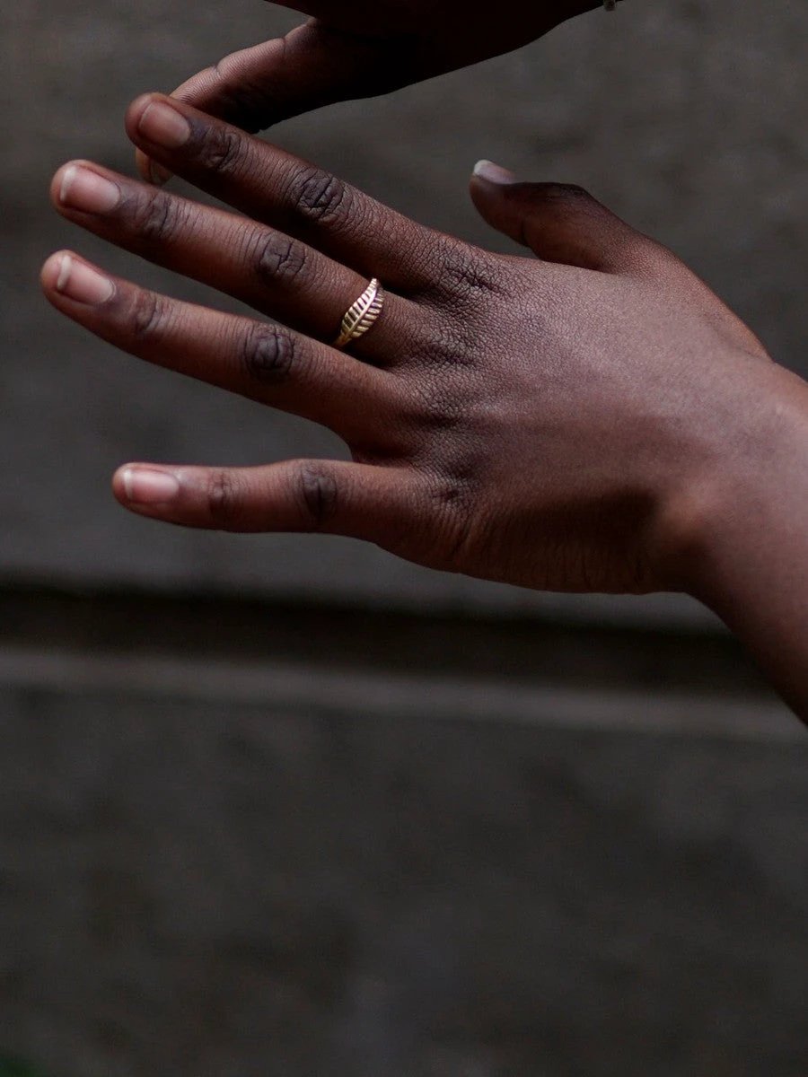 Feather Ring in Gold by Fair Anita