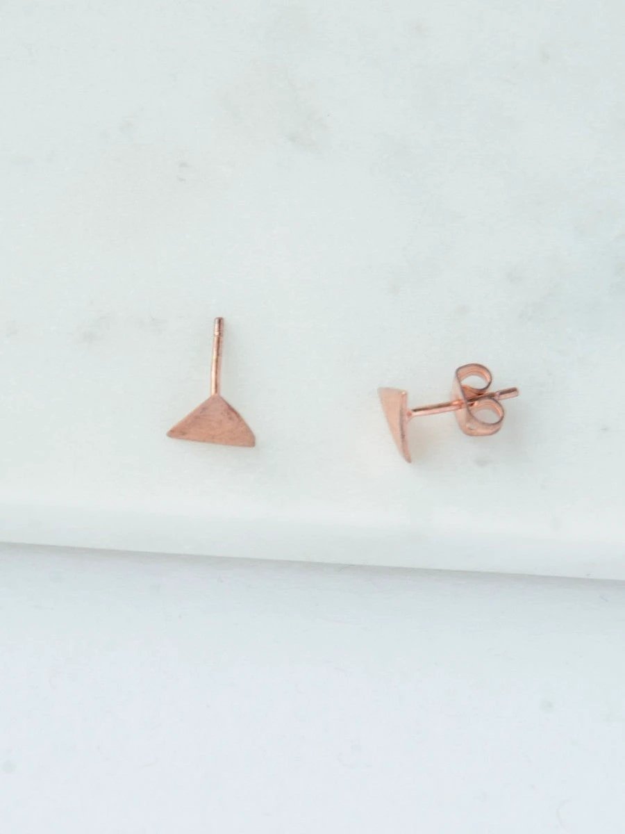Rose Gold Triangle Studs by Fair Anita