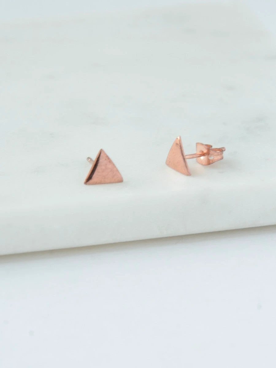 Rose Gold Triangle Studs by Fair Anita
