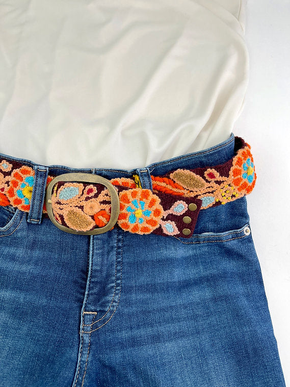 Dahlia Embroidered Wide Belt