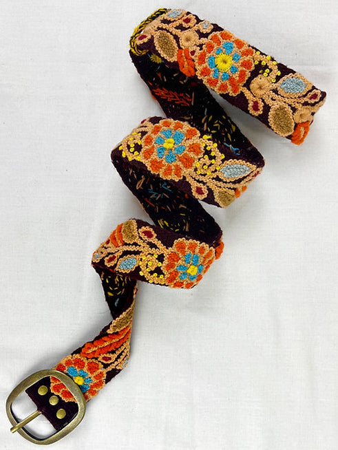 Dahlia Embroidered Wide Belt