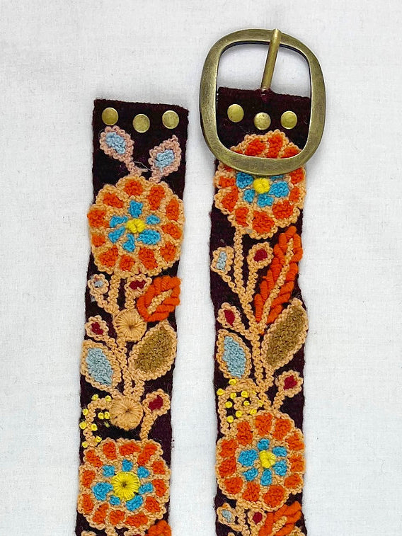 Dahlia Embroidered Wide Belt
