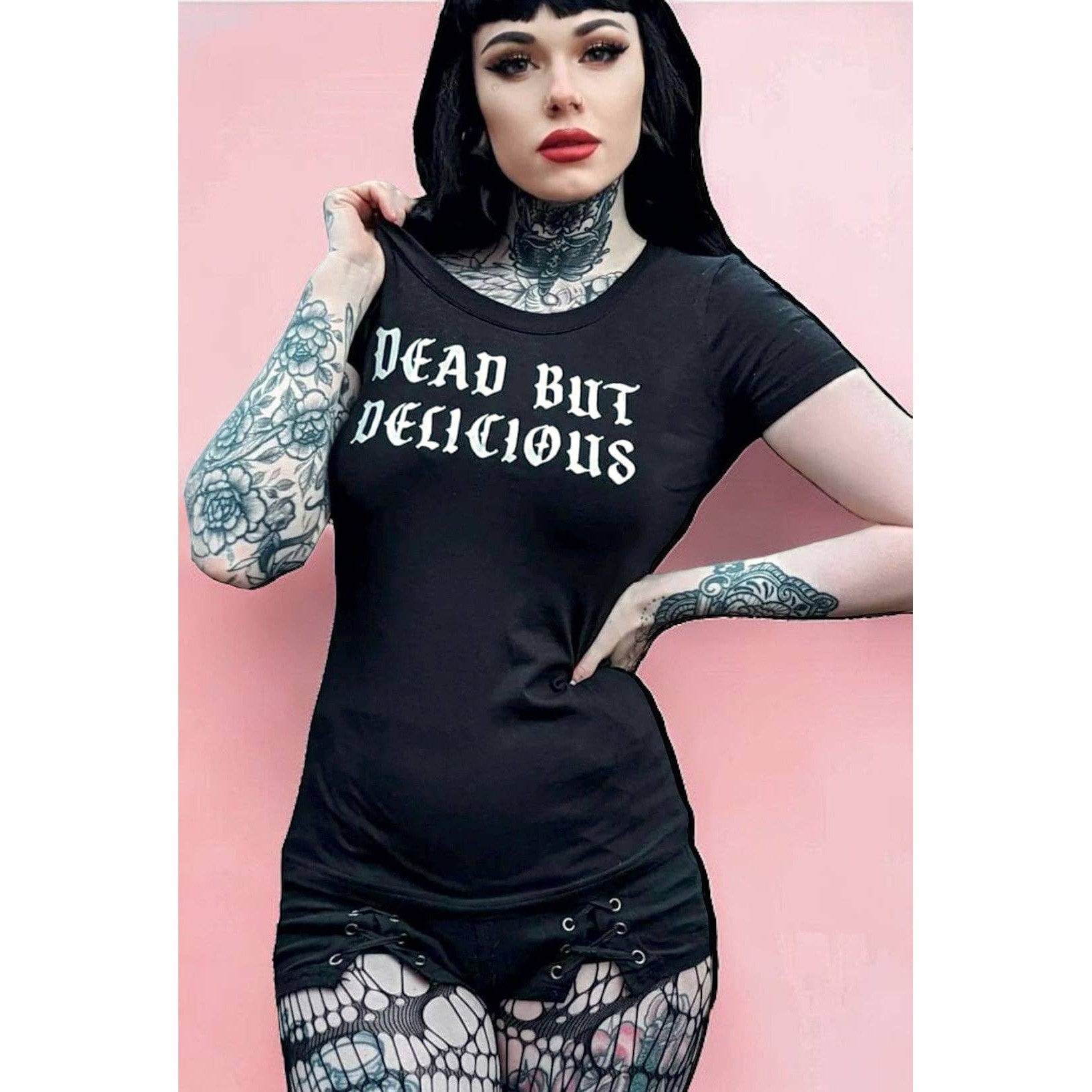 Dead But Delicious Goth Tee in Black [Size XL-3X Remaining]