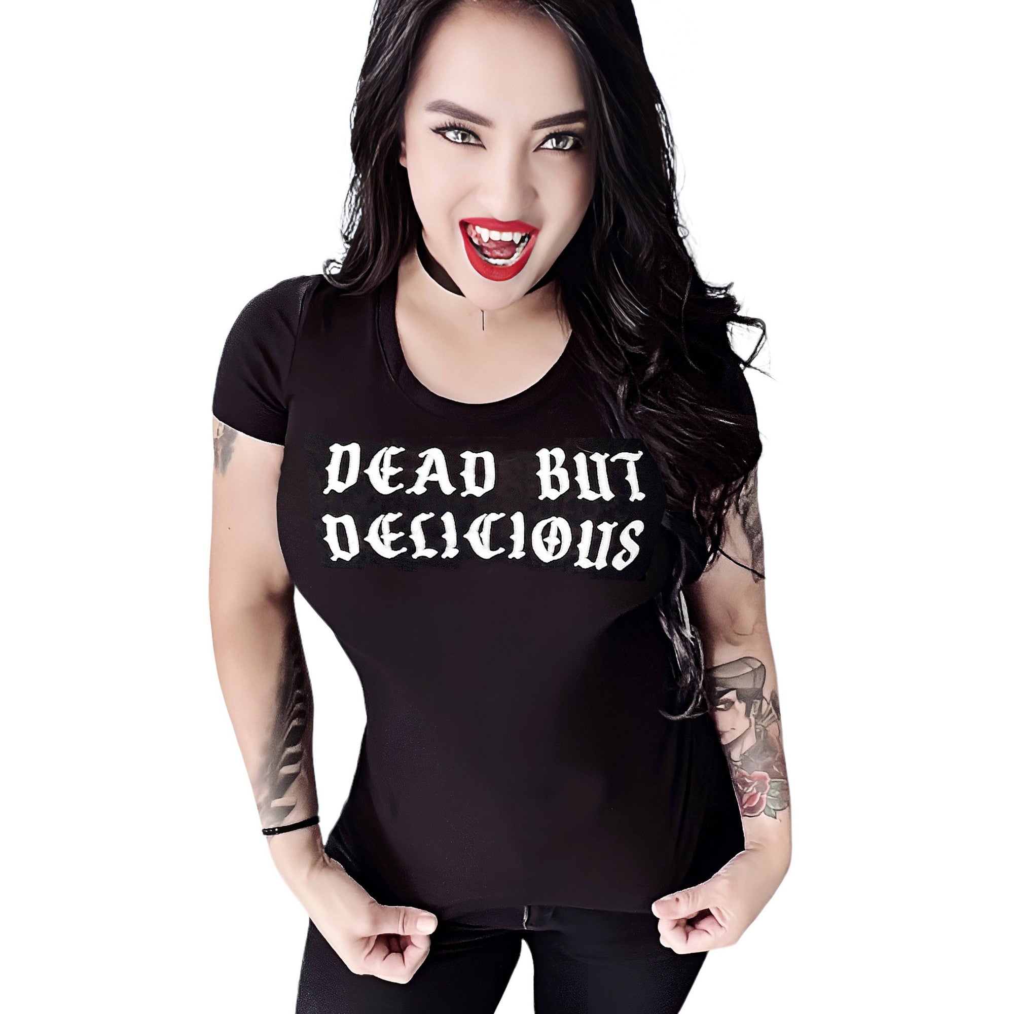 Dead But Delicious Goth Tee in Black [Size XL-3X Remaining]