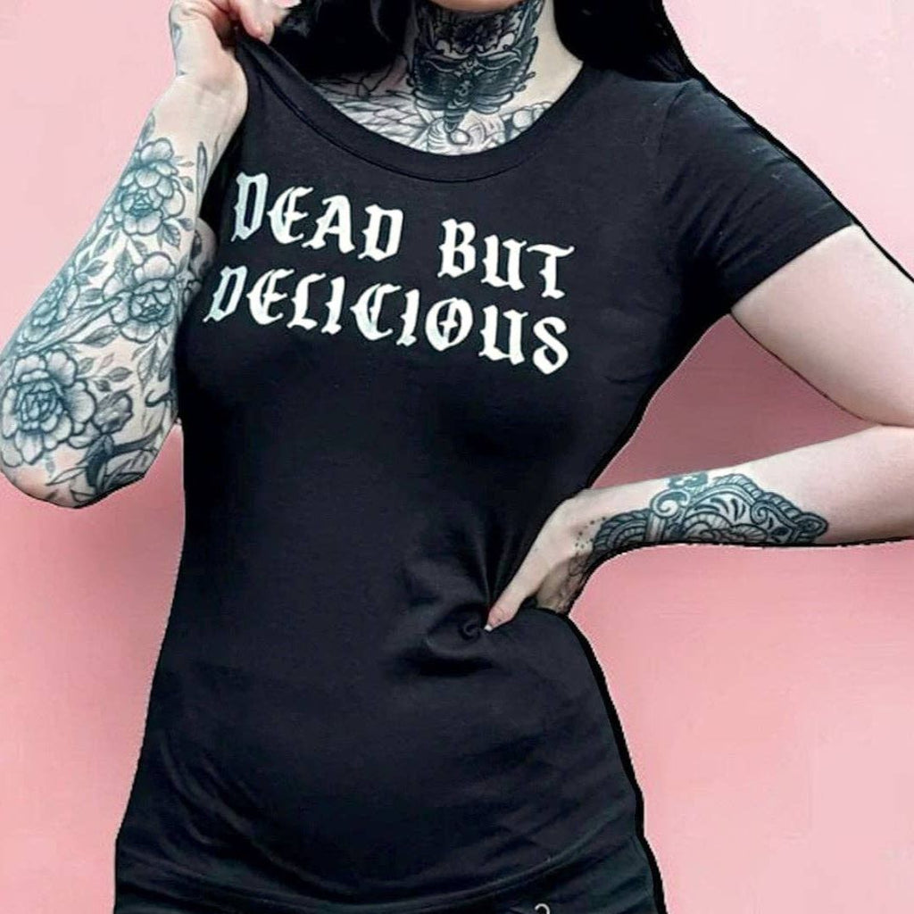 Dead But Delicious Goth Tee in Black [Size XL-3X Remaining]