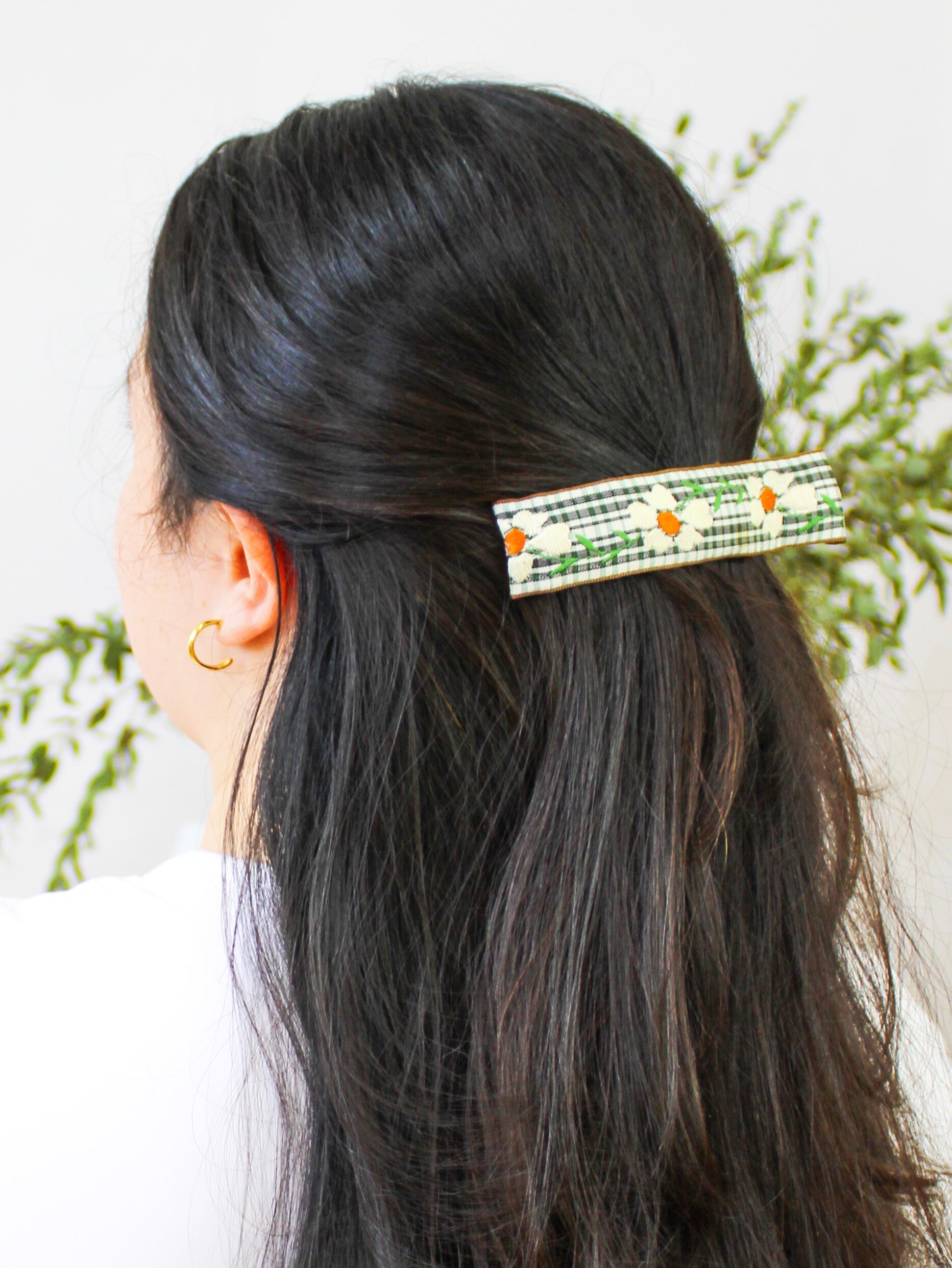 Delicate Blooms Embroidered Ribbon Hair Clip