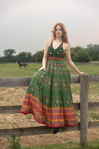 Denica Green Open Back Dress by Raas