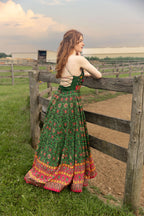 Denica Green Open Back Dress by Raas