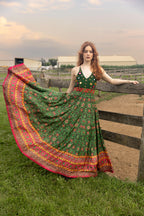 Denica Green Open Back Dress by Raas