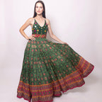 Denica Green Open Back Dress by Raas