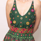 Denica Green Open Back Dress by Raas