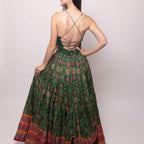 Denica Green Open Back Dress by Raas