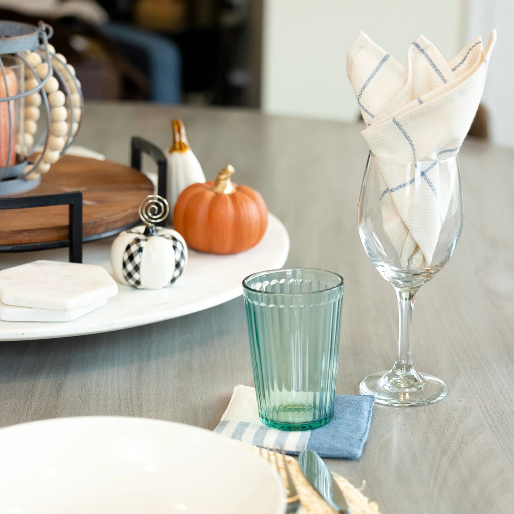 Upcycled Denim Stripe Tea Napkins - Set of 6 by Upavim Crafts