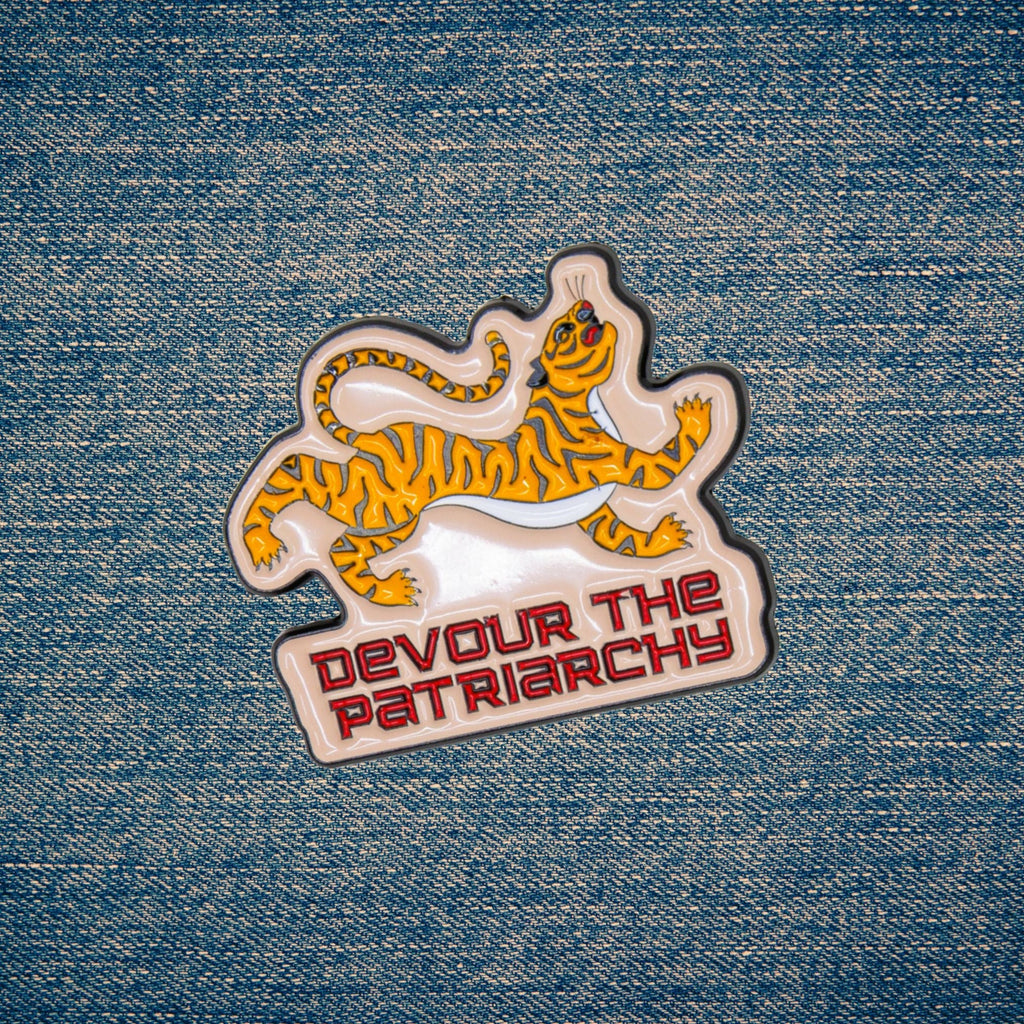 Devour the Patriarchy Feminist Tiger Enamel Pin, Lapel Pin
