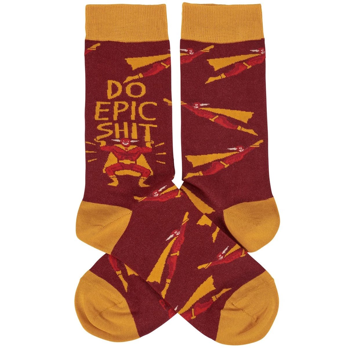 Do Epic Shit Socks | Superhero Illustration Funny Crew Socks by The Bullish Store