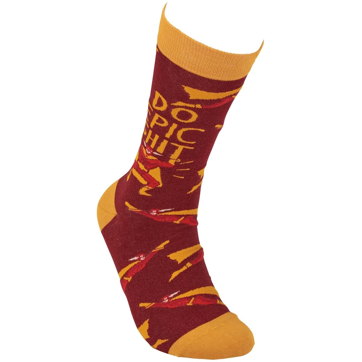 Do Epic Shit Socks | Superhero Illustration Funny Crew Socks by The Bullish Store