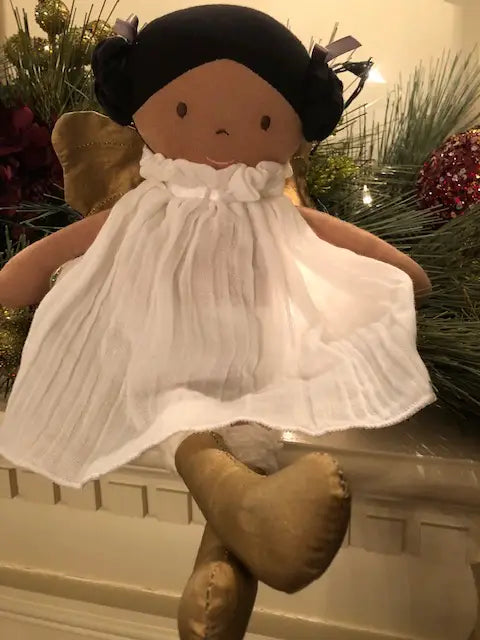 Organic Fairy Doll for Babies – Aurora with Gold Wings