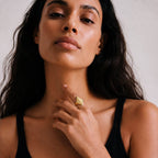 Pia Brass Solitaire Double Triangle Ring