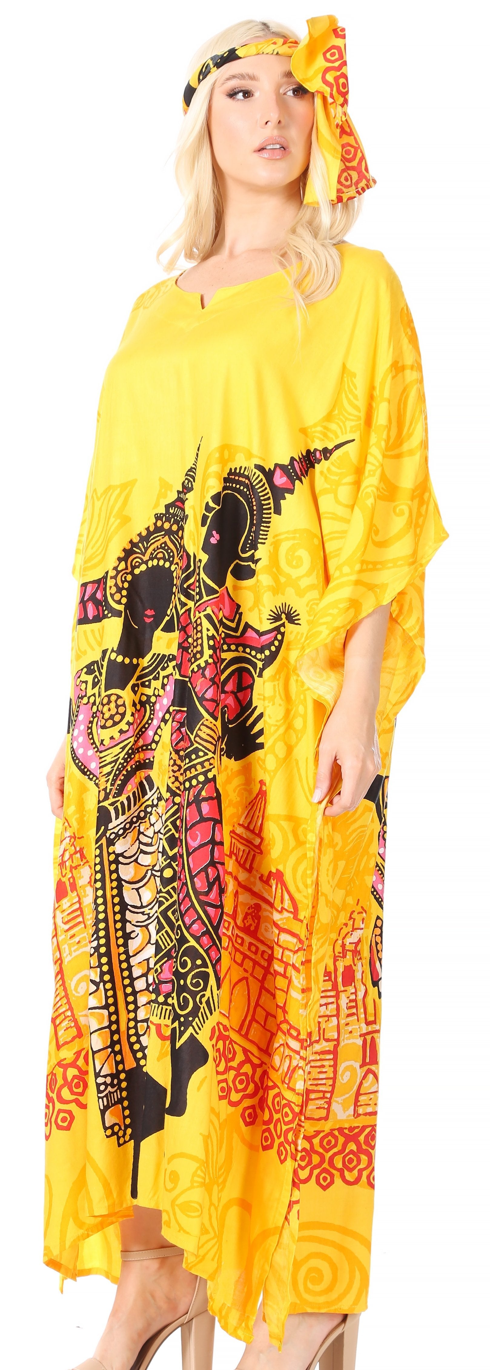 Sakkas Mera Women's Long Loose Short Sleeve Summer Casual Caftan Kaftan Dress - Buy One, Get One 50% Off