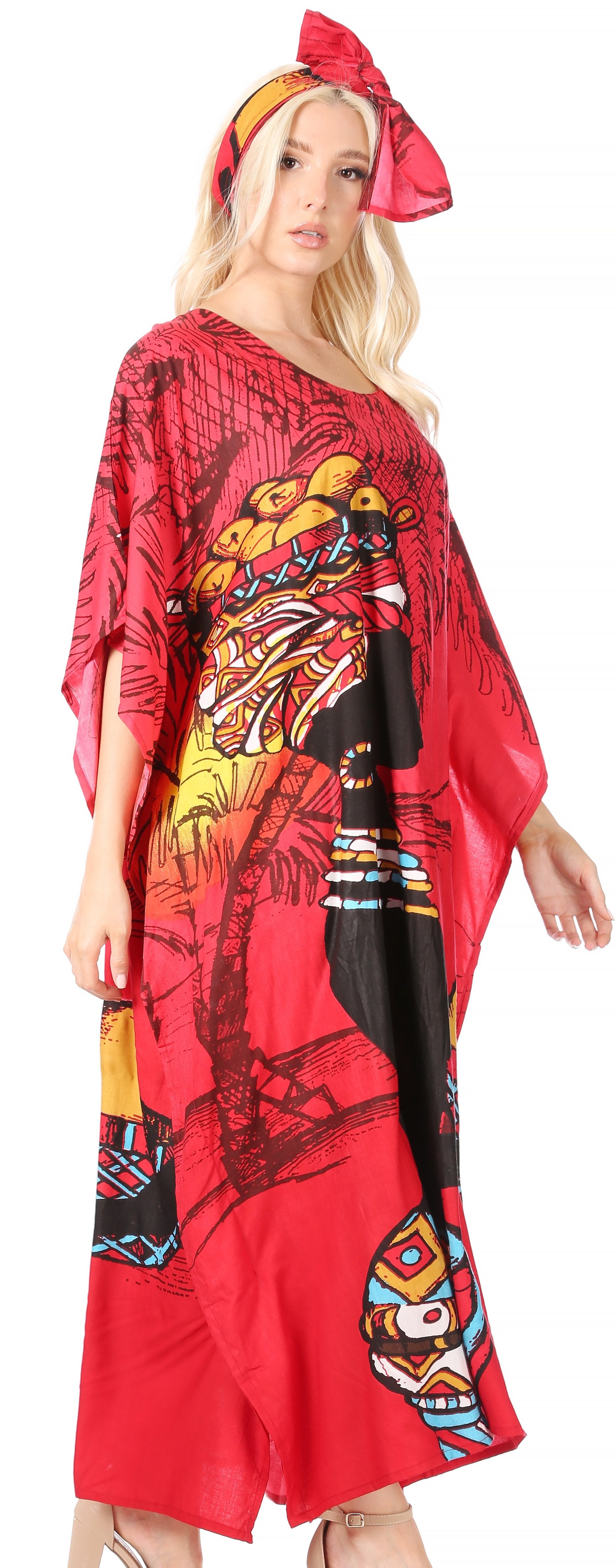 Sakkas Mera Women's Long Loose Short Sleeve Summer Casual Caftan Kaftan Dress - Buy One, Get One 50% Off