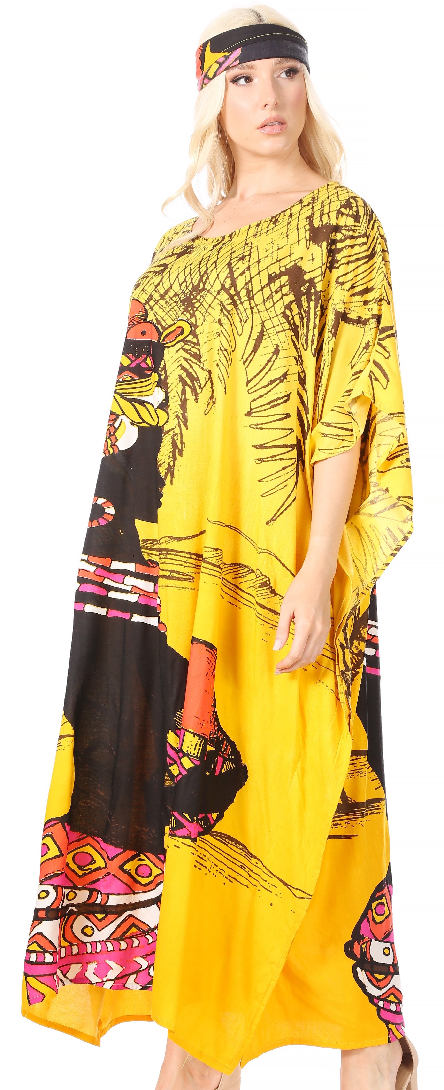 Sakkas Mera Women's Long Loose Short Sleeve Summer Casual Caftan Kaftan Dress - Buy One, Get One 50% Off