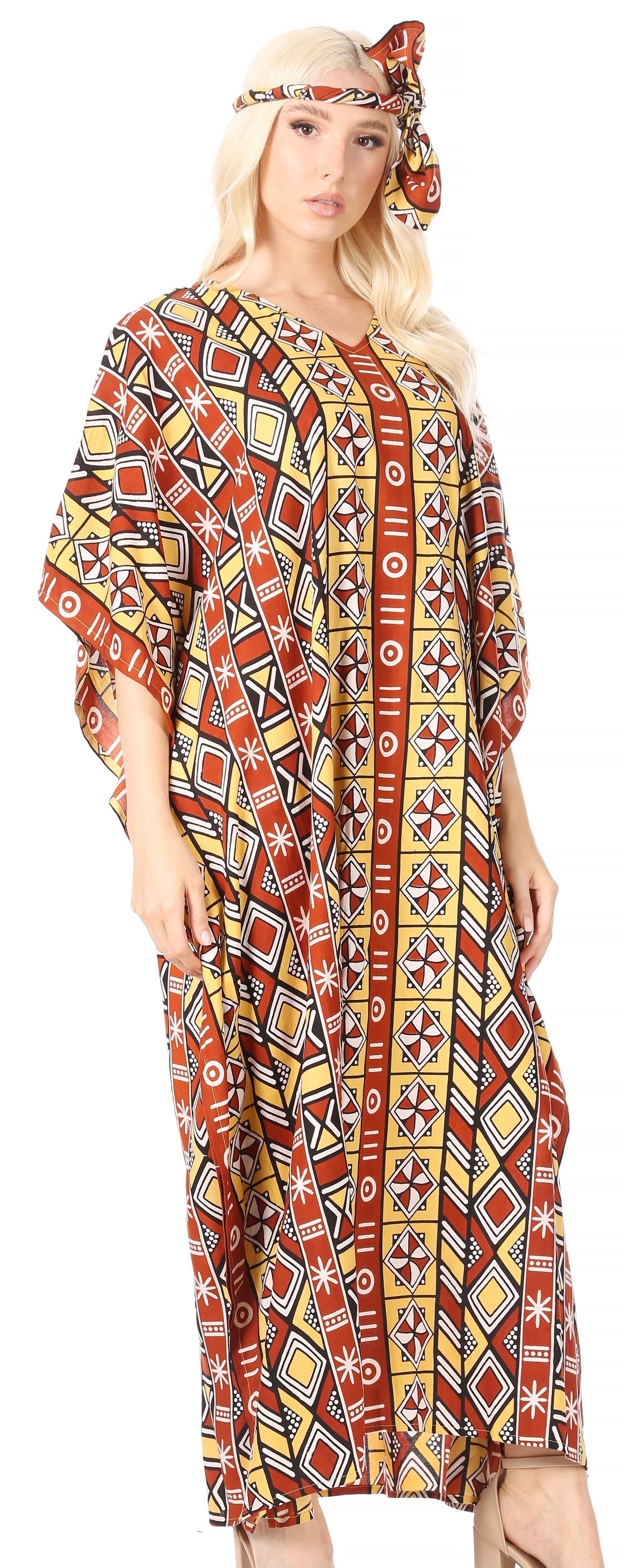 Sakkas Mera Women's Long Loose Short Sleeve Summer Casual Caftan Kaftan Dress - Buy One, Get One 50% Off