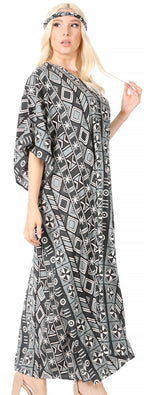 Sakkas Mera Women's Long Loose Short Sleeve Summer Casual Caftan Kaftan Dress - Buy One, Get One 50% Off