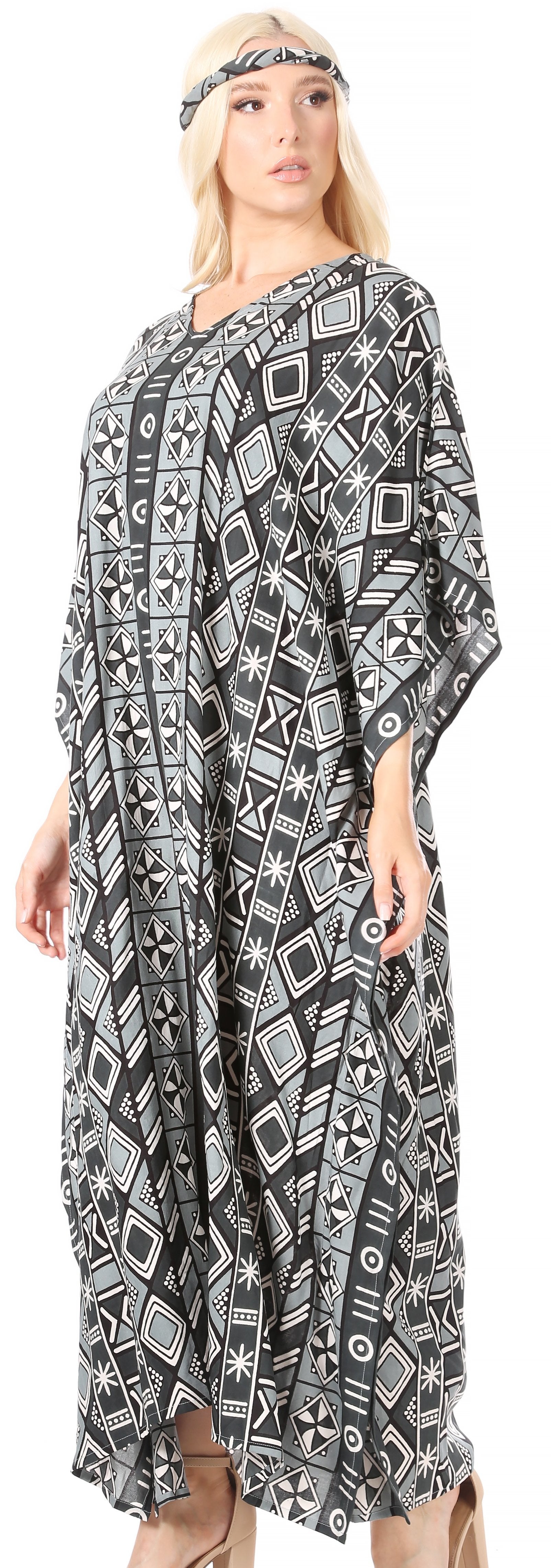 Sakkas Mera Women's Long Loose Short Sleeve Summer Casual Caftan Kaftan Dress - Buy One, Get One 50% Off