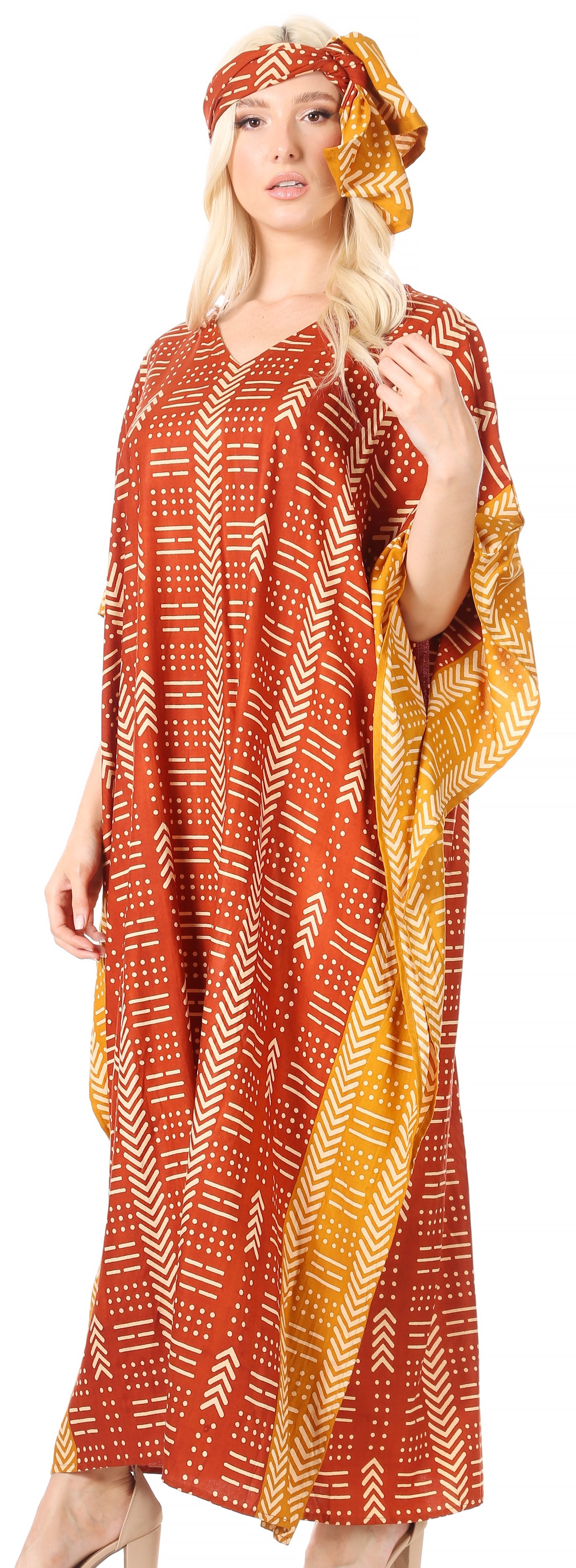 Sakkas Mera Women's Long Loose Short Sleeve Summer Casual Caftan Kaftan Dress - Buy One, Get One 50% Off
