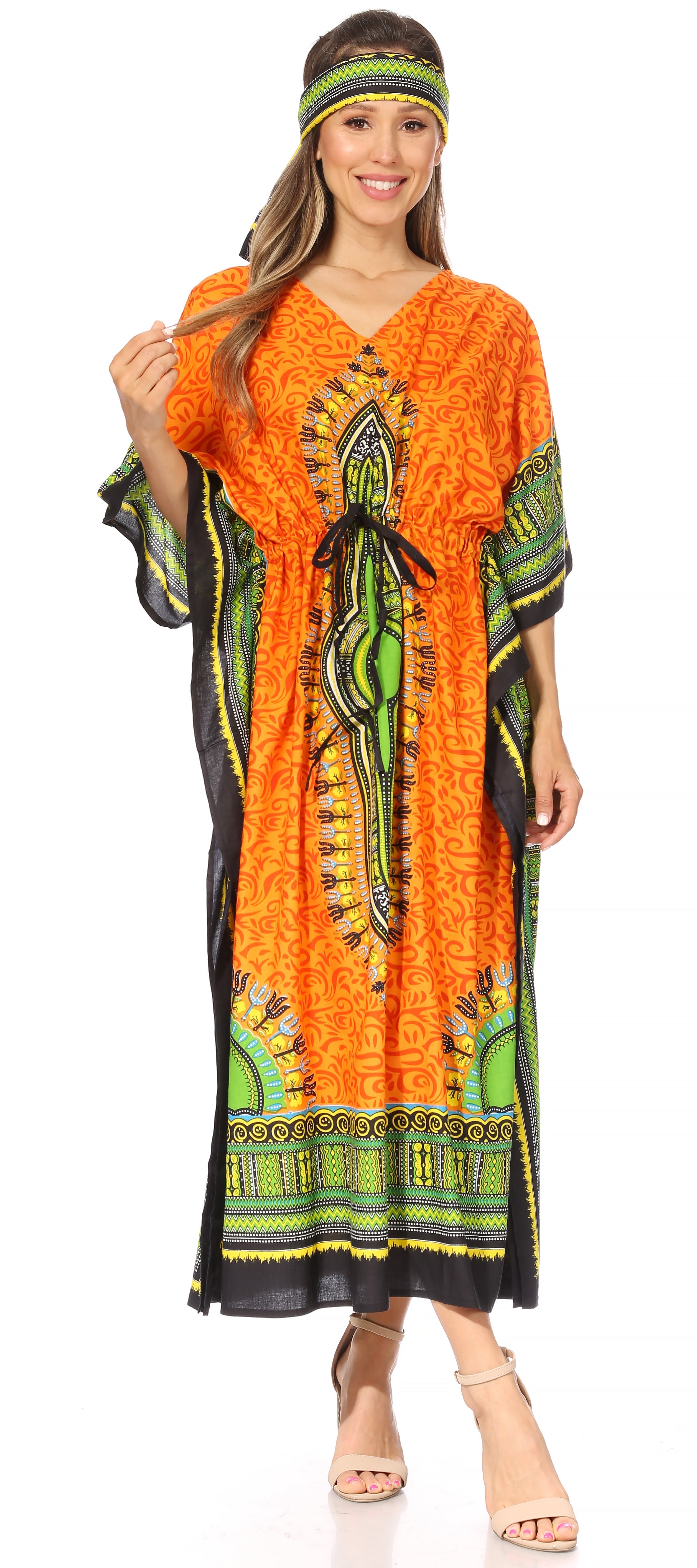Sakkas Mera Women's Long Loose Short Sleeve Summer Casual Caftan Kaftan Dress - Buy One, Get One 50% Off