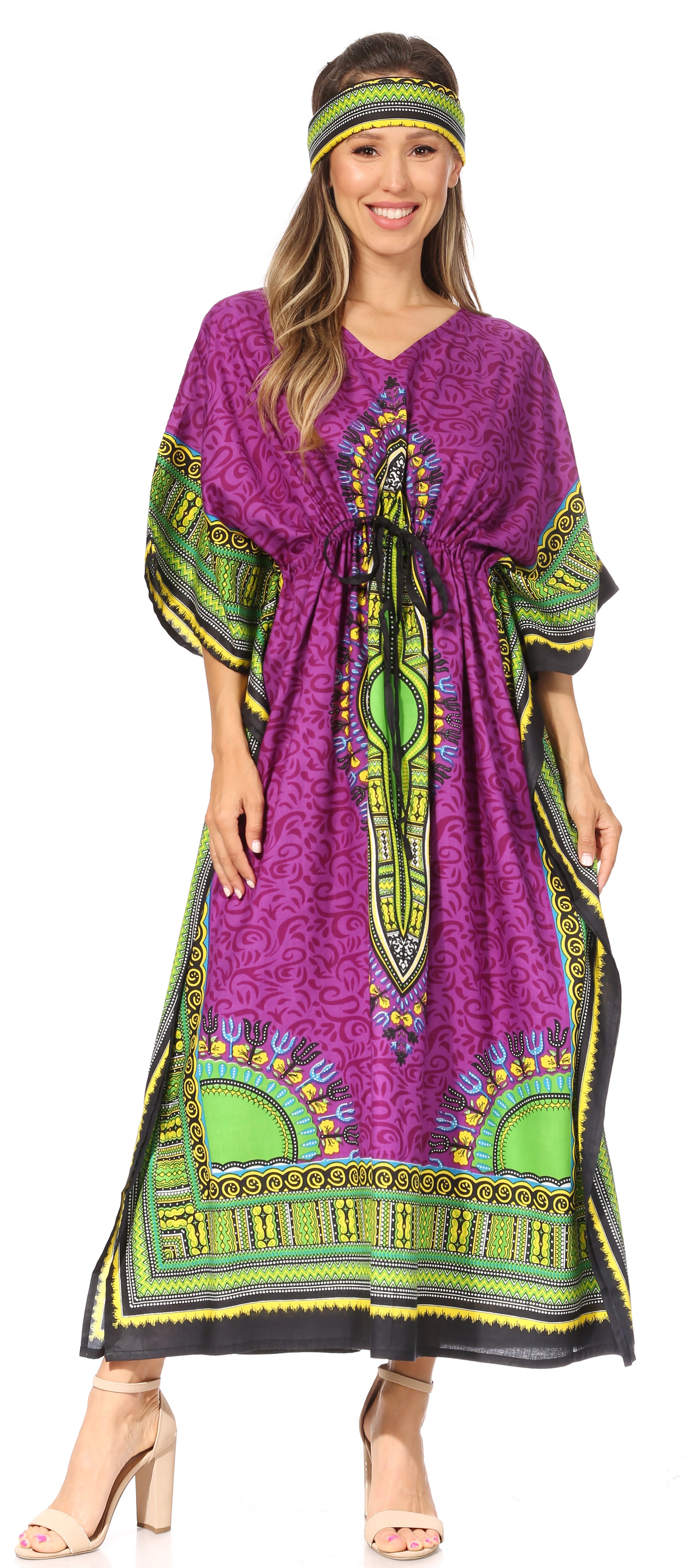 Sakkas Mera Women's Long Loose Short Sleeve Summer Casual Caftan Kaftan Dress - Buy One, Get One 50% Off