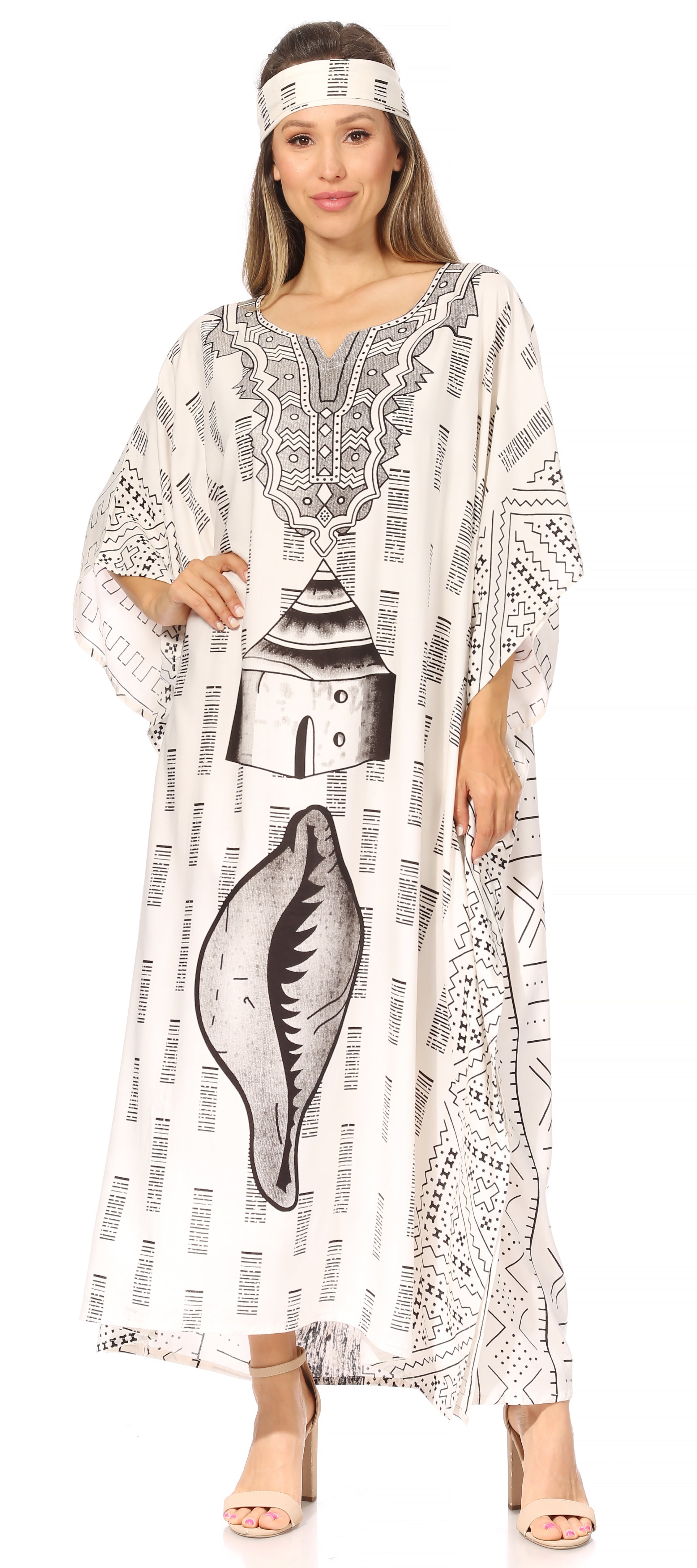 Sakkas Mera Women's Long Loose Short Sleeve Summer Casual Caftan Kaftan Dress - Buy One, Get One 50% Off