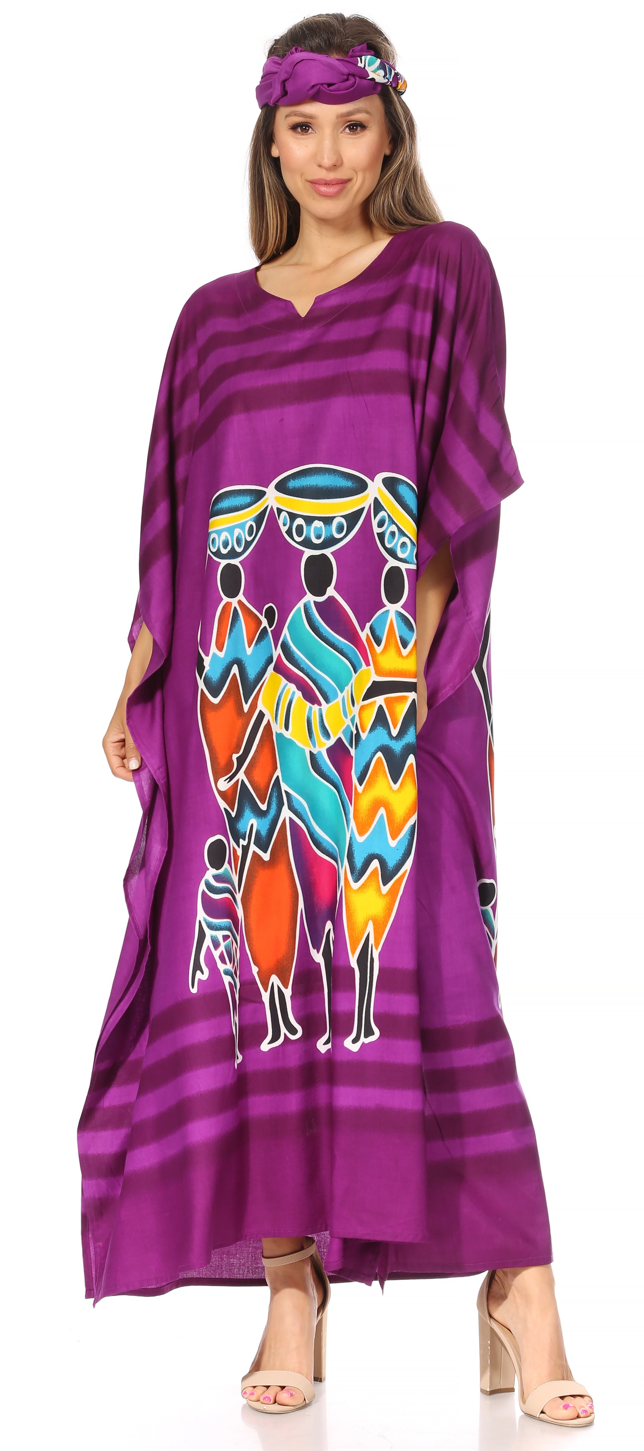 Sakkas Mera Women's Long Loose Short Sleeve Summer Casual Caftan Kaftan Dress - Buy One, Get One 50% Off