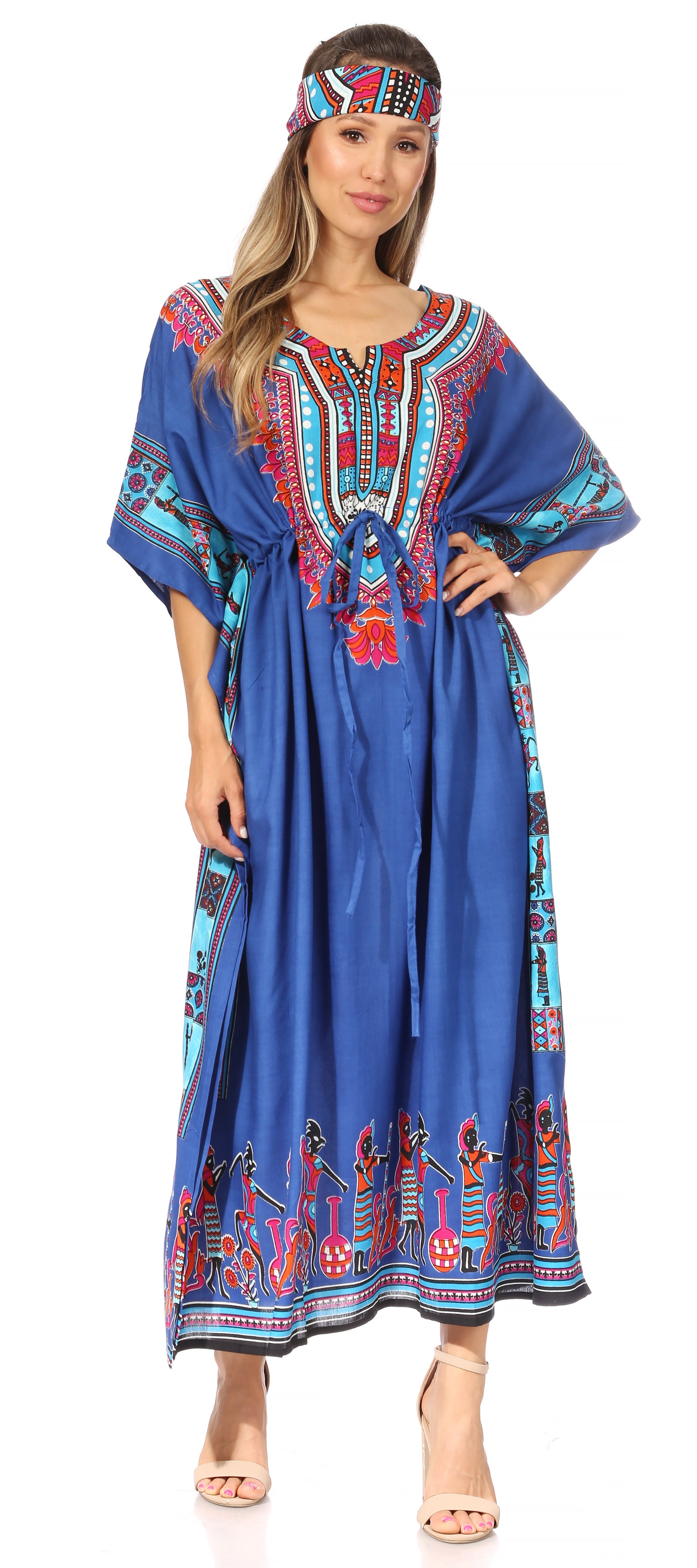 Sakkas Mera Women's Long Loose Short Sleeve Summer Casual Caftan Kaftan Dress - Buy One, Get One 50% Off