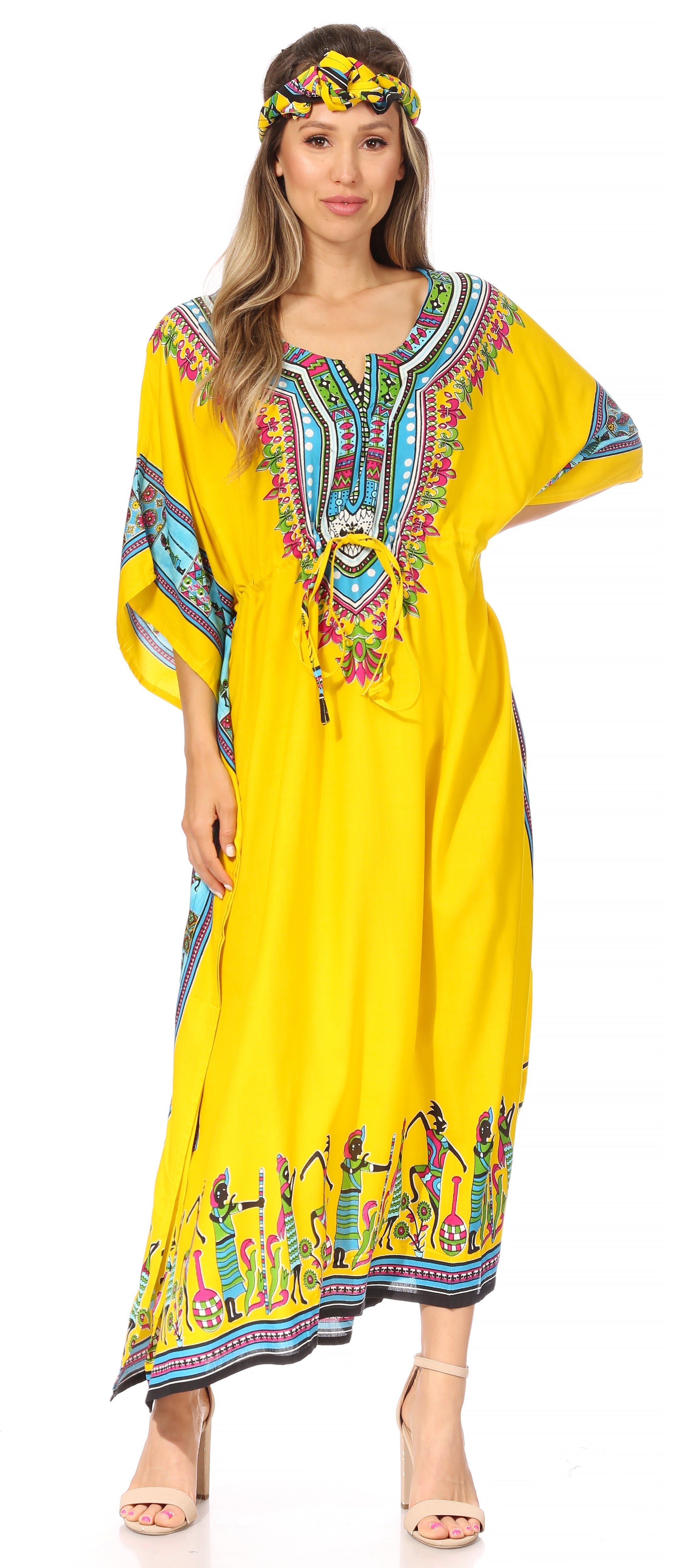 Sakkas Mera Women's Long Loose Short Sleeve Summer Casual Caftan Kaftan Dress - Buy One, Get One 50% Off