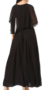Sakkas Niam Women's Maxi Capelet Long Dress Celtic Medieval Renaissance Adjustable - Buy One Get One