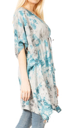Sakkas Marcy Women's V-neck Caftan Top Tunic Dress - Perfect for Summer Boho Style & Swinging Coverup - Buy One, Get One 50% Off