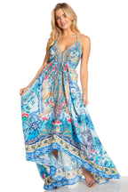 Sakkas Lizi 2025 Womens Maxi High-low Halter Handkerchief Long Dress Beach Party