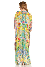 Sakkas Georgettina 2025 Flowy Rhinestone V Neck Long Caftan Dress / Cover Up