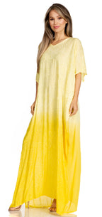 Sakkas Pilar Petite Women's Beach Maxi Caftan Dress in Short Sleeve Casual Style