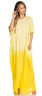 Sakkas Pilar Petite Women's Beach Maxi Caftan Dress in Short Sleeve Casual Style