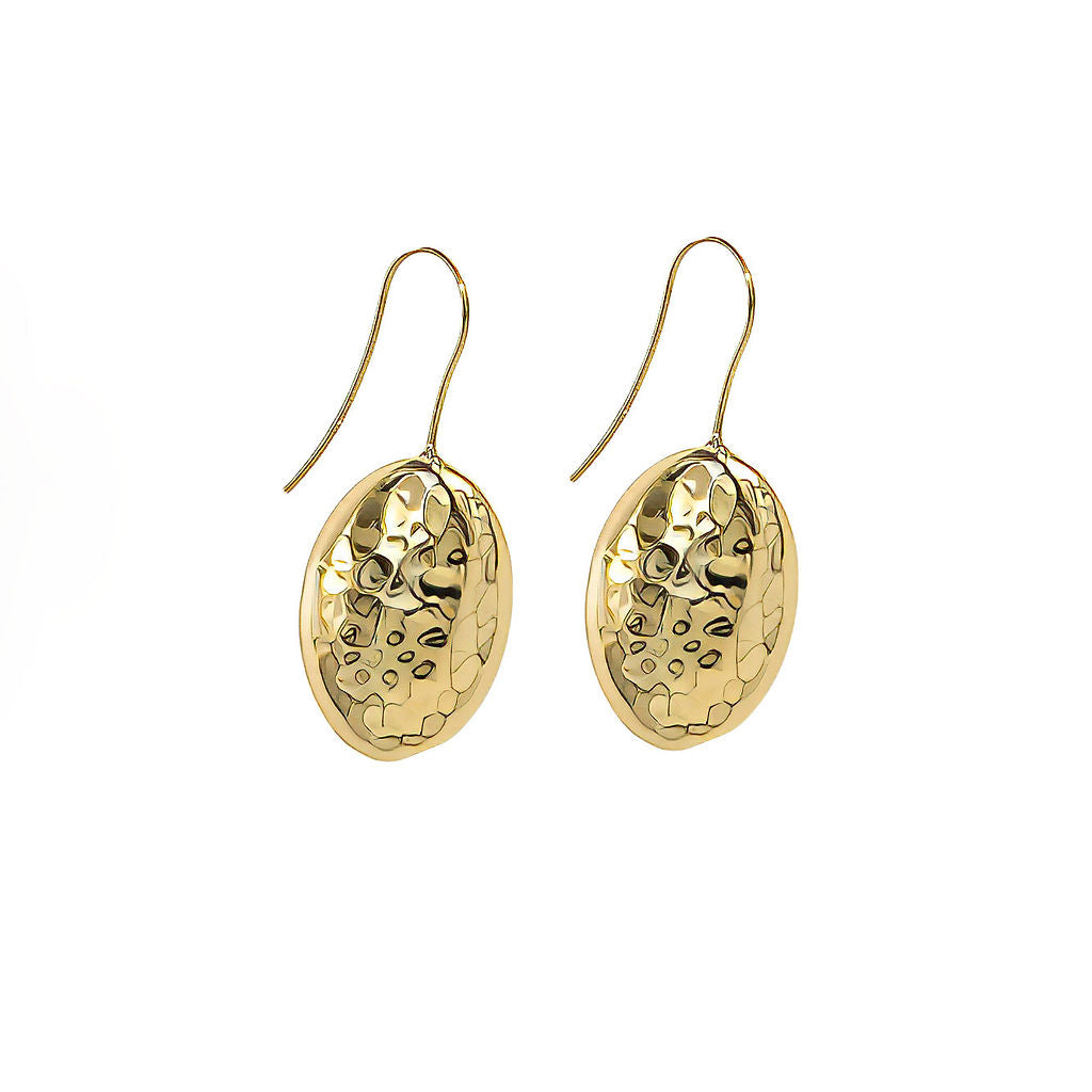 Hammered Brass Disc Earrings for Women - Zawadi