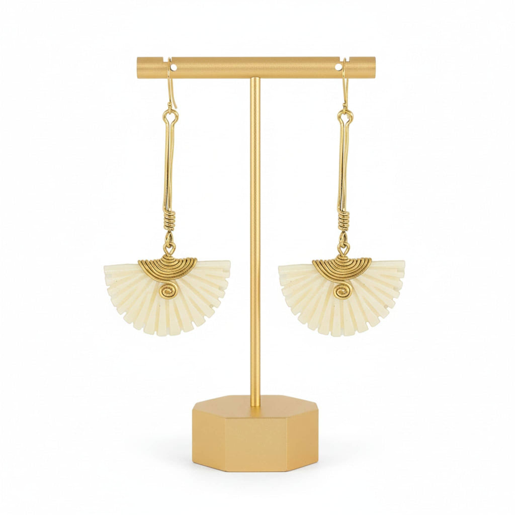 Brass Drop With Bone Earrings for Women - Koa