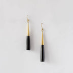 Horn and Recycled Brass Drop Hook Earrings - Lulu