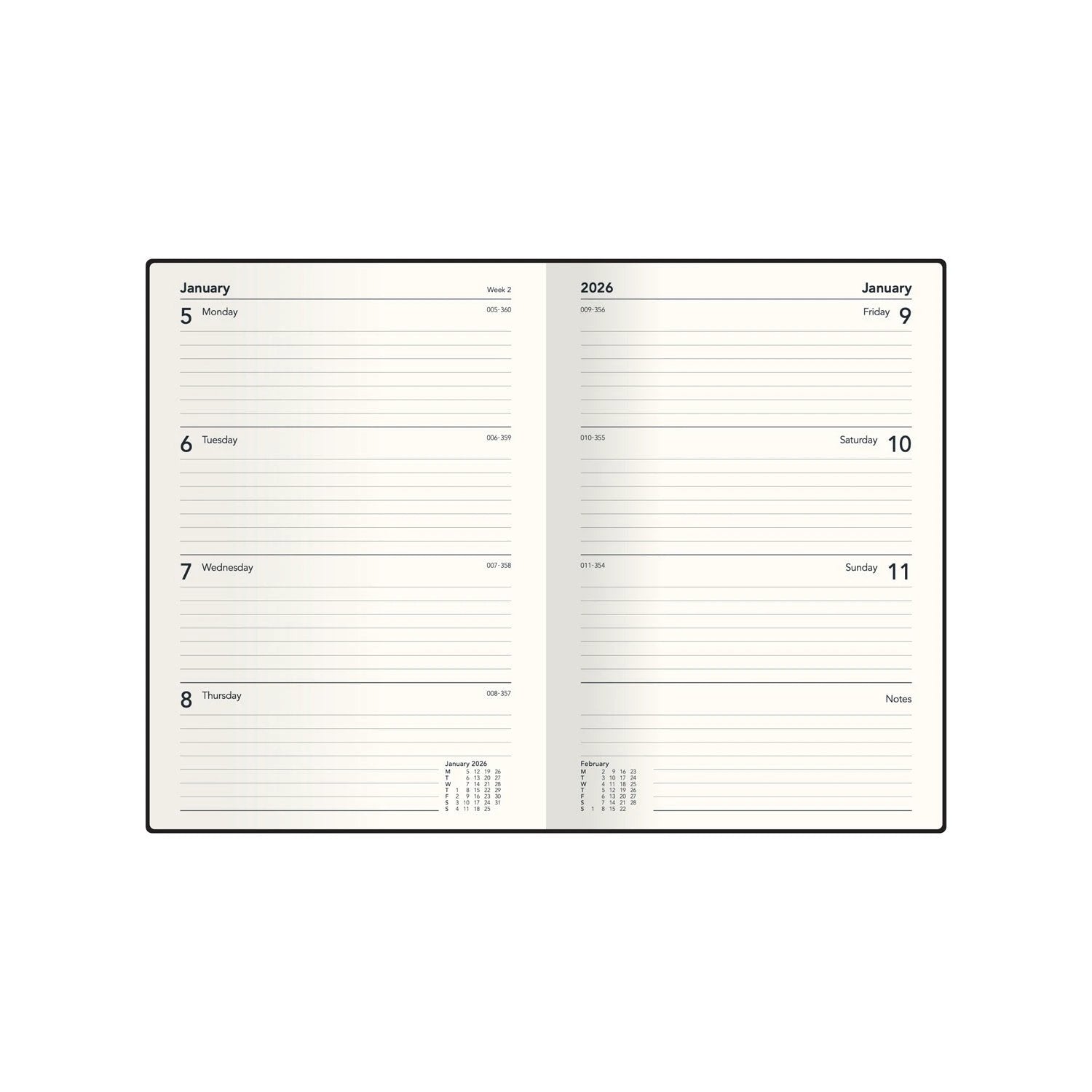 Ben Wookcock Positive - A5 Week-To-View - Diary - 2026 Calendar Year Planner by US Collins Debden