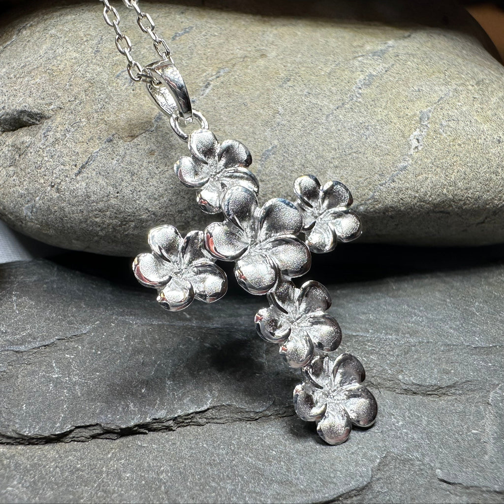 Plumeria Blossom Cross Necklace