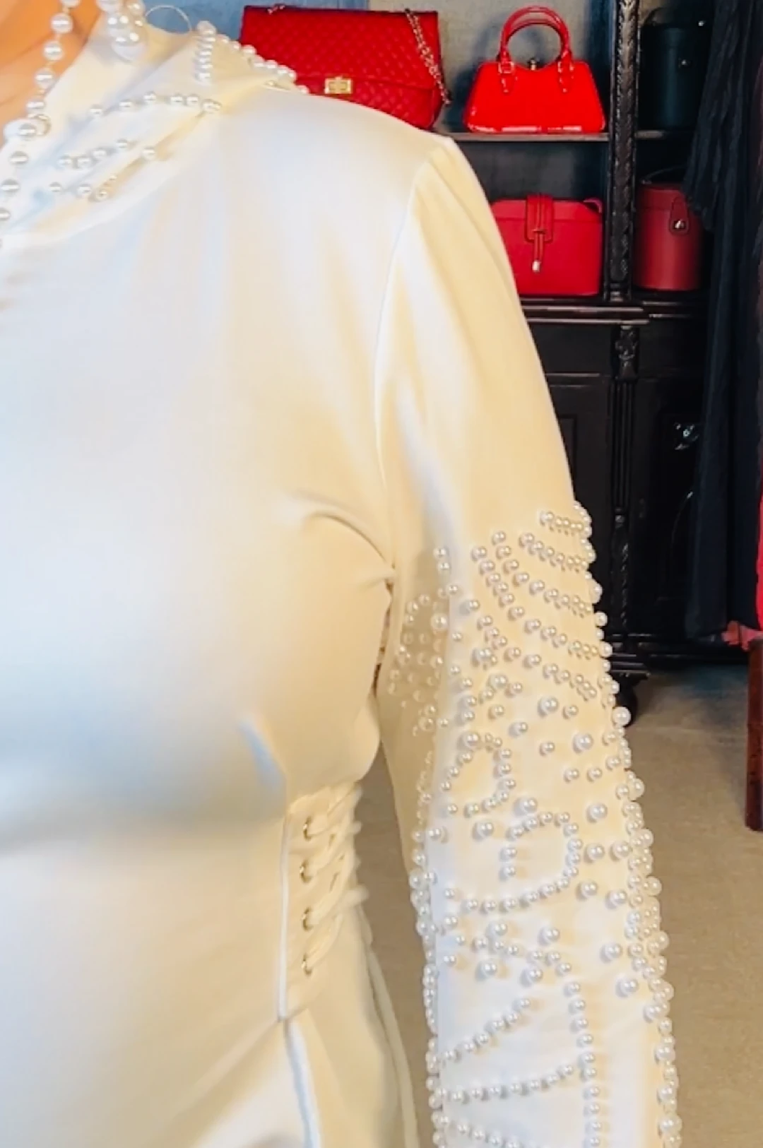 Ivory Pearl Hoodie Dress by Social Butterfly Collection